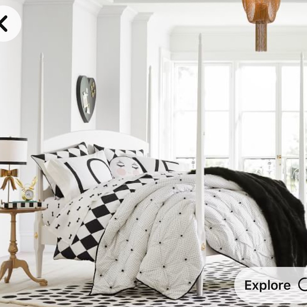 The Emily & Meritt Vaudville Dot Quilt, Full/Queen, Black/Ivory + 2 Shams